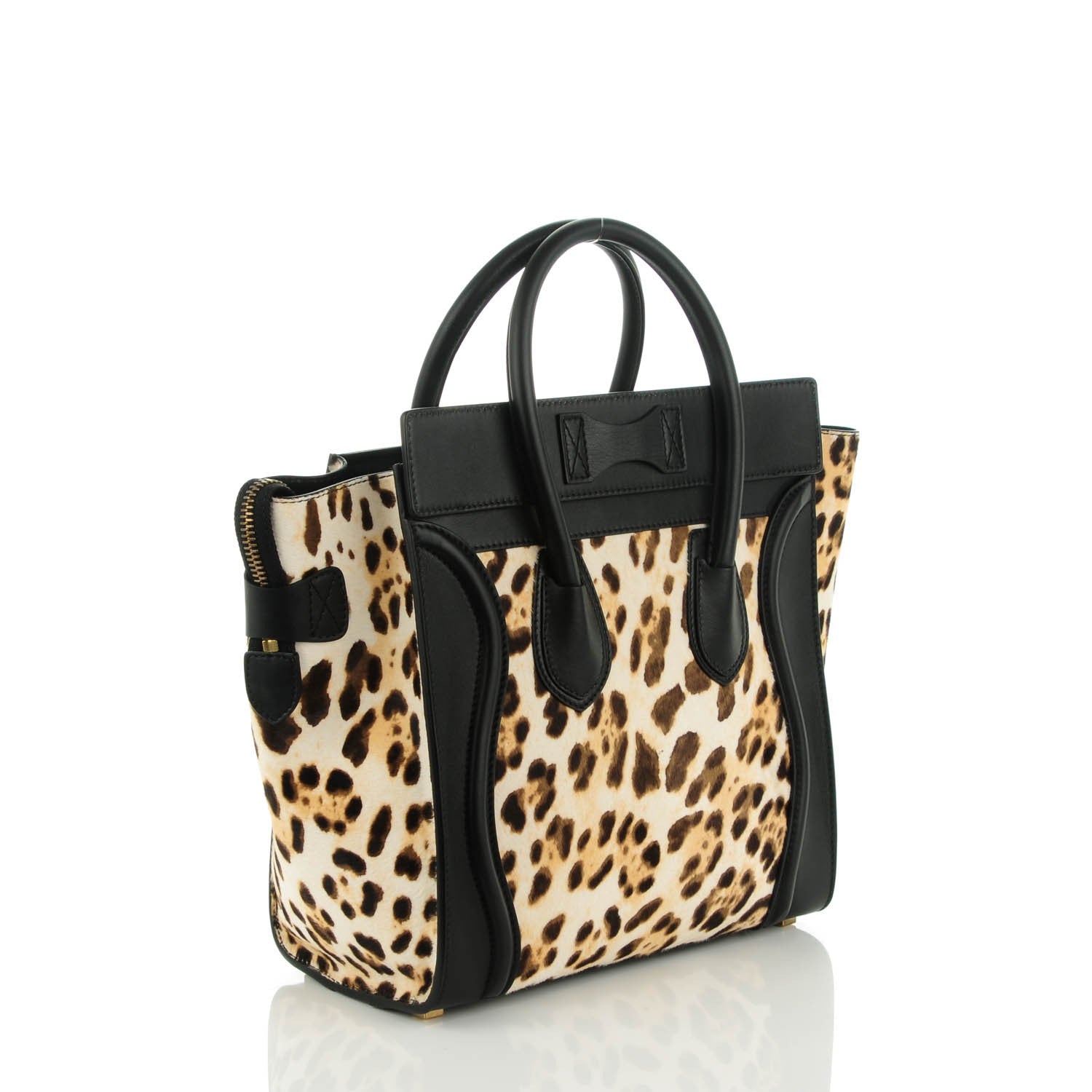 Celine Leopard Pony Hair Micro Luggage Black 3 of 8
