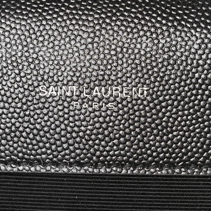 Saint Laurent Grain De Poudre Textured Mixed Matelasse Triquilt Medium Monogram Satchel Black 7 of 10