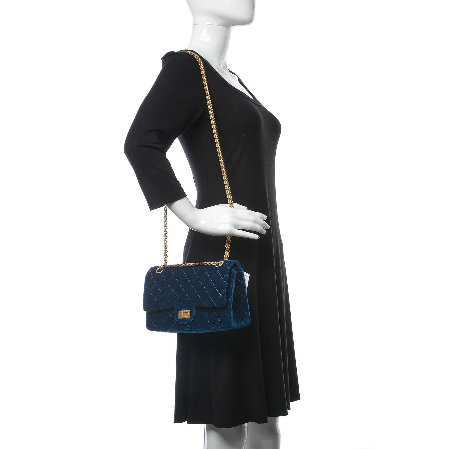 Chanel Velvet Quilted 2.55 Reissue 225 Flap Blue 3 of 10