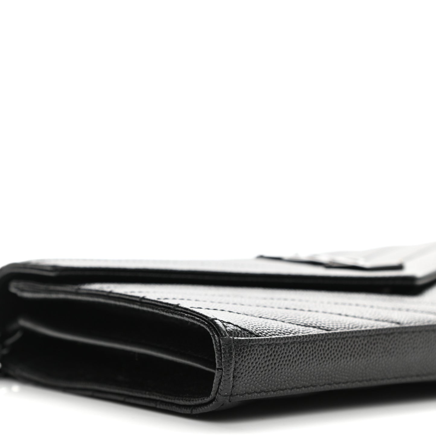 Grain De Poudre Matelasse Chevron Monogram Chain Wallet Black