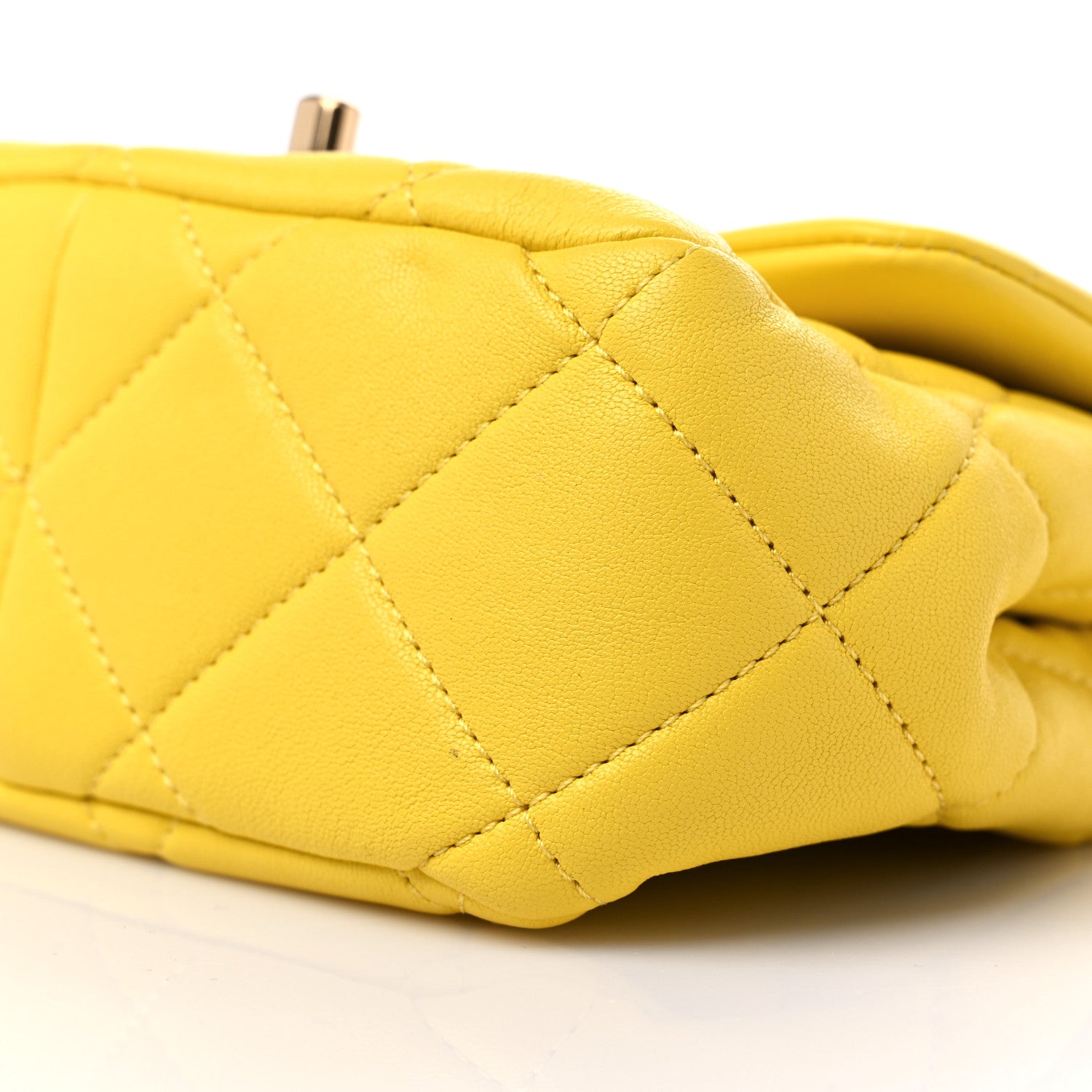 Chanel Lambskin Metal Quilted Mini Top Handle Square Flap Yellow 9 of 10