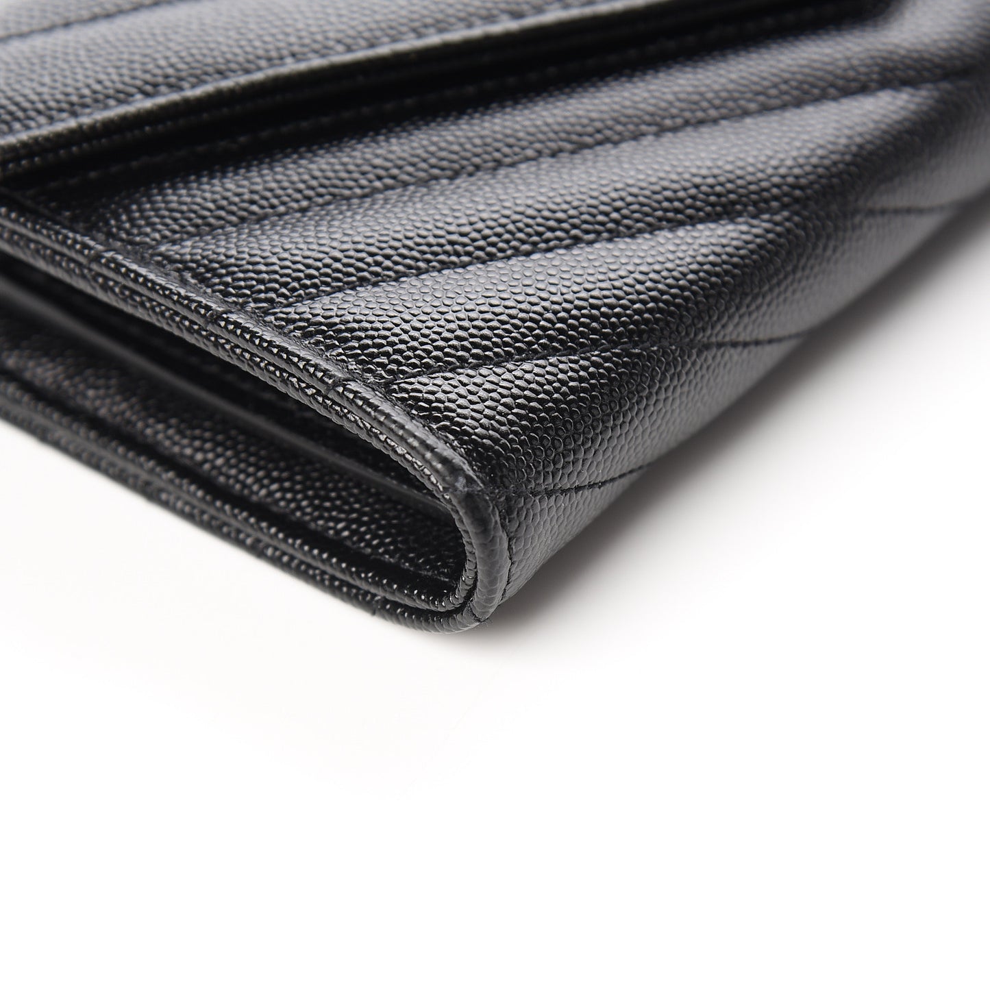 Grain De Poudre Matelasse Chevron Monogram Flap Wallet Black