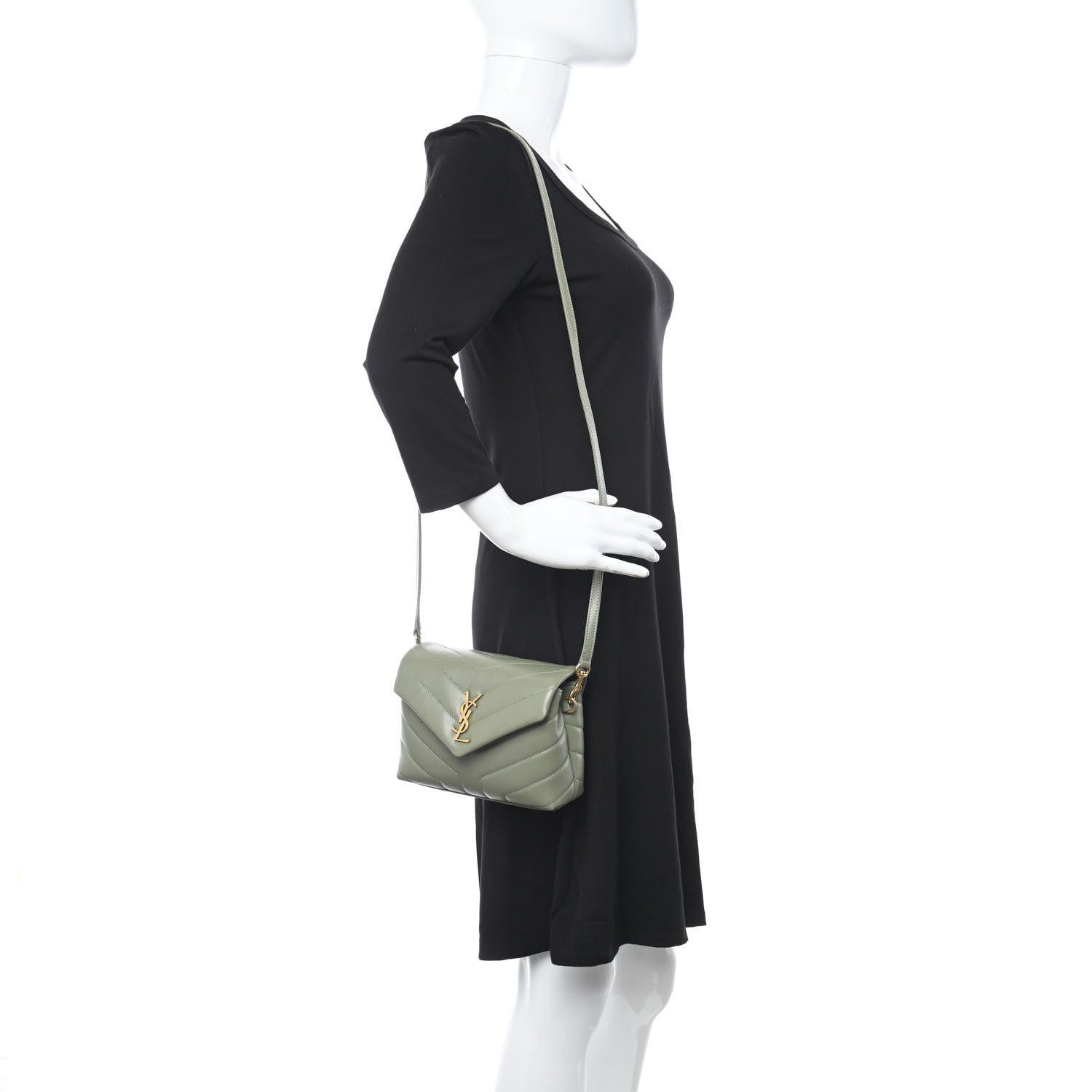 Saint Laurent Calfskin Y Quilted Monogram Toy Loulou Crossbody Bag Light Sage 2 of 10