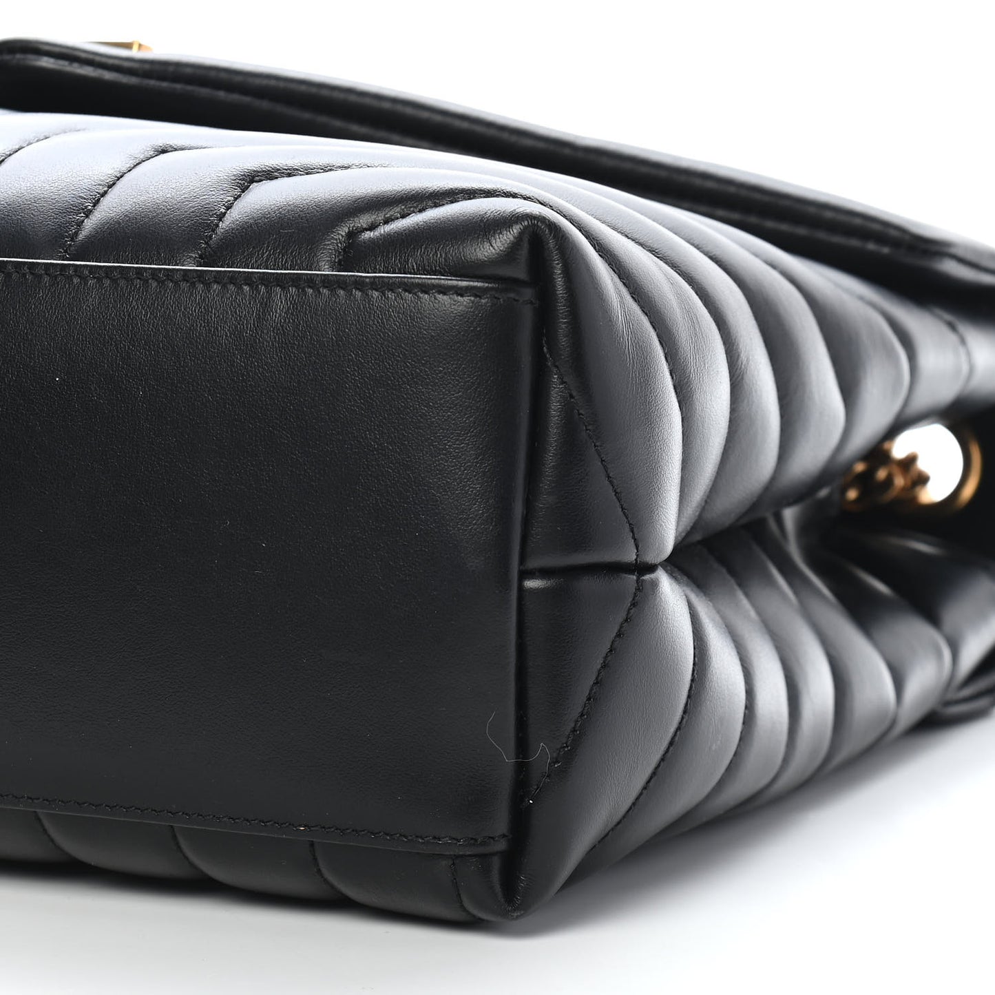 Calfskin Y Quilted Monogram Medium Loulou Chain Satchel Black