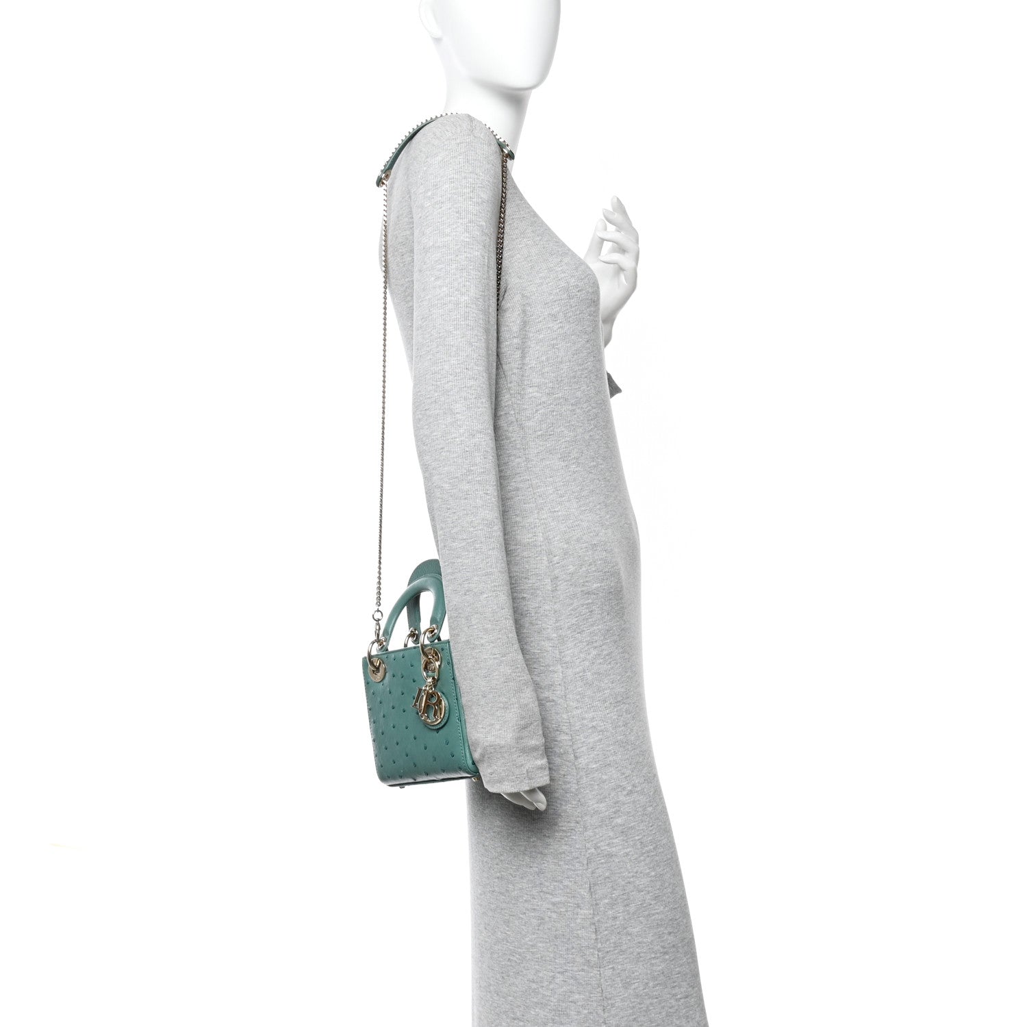 Christian Dior Ostrich Mini Lady Dior Green 1850247 – FASHIONPHILE