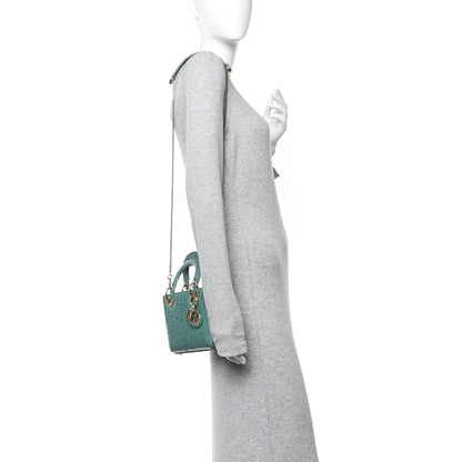 Christian Dior Ostrich Mini Lady Dior Green 2 of 11