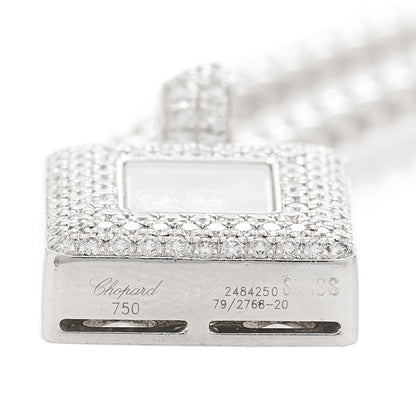 Chopard 18K White Gold Happy Diamonds Pave Square Pendant Necklace 5 of 6