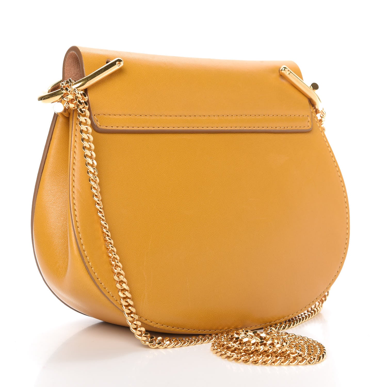 Chloe Suede Smooth Calfskin Mini Drew Shoulder Bag Wet Sunflower 3 of 9