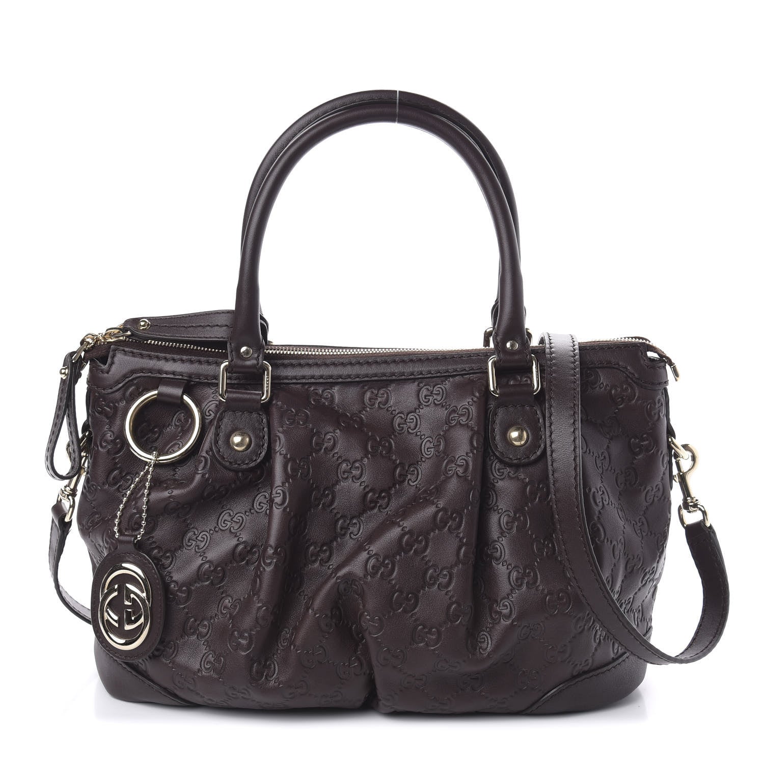 Gucci Guccissima Medium Sukey Top Handle Bag Dark Brown 1 of 12