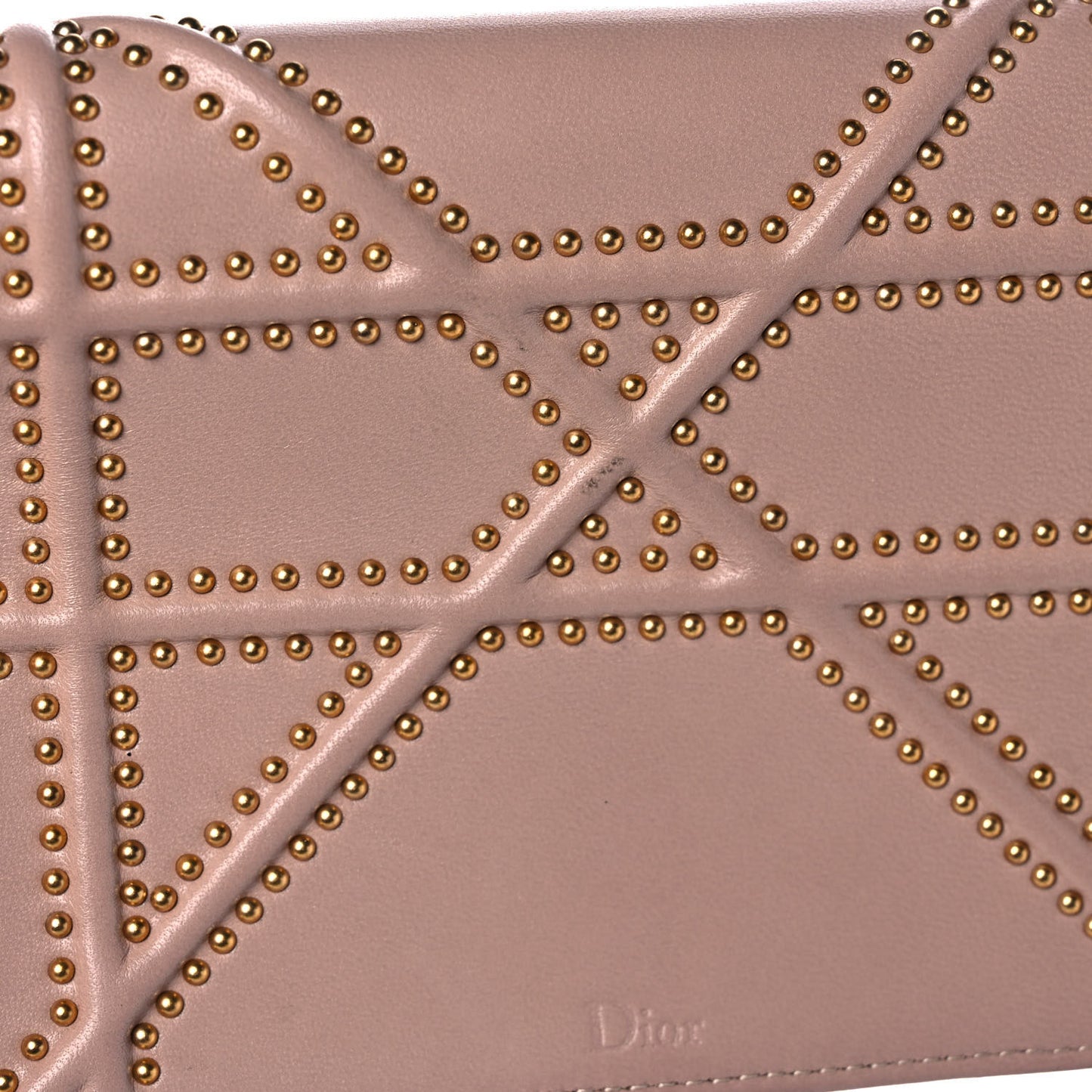 Calfskin Studded Diorama Wallet on Chain Pouch Nude