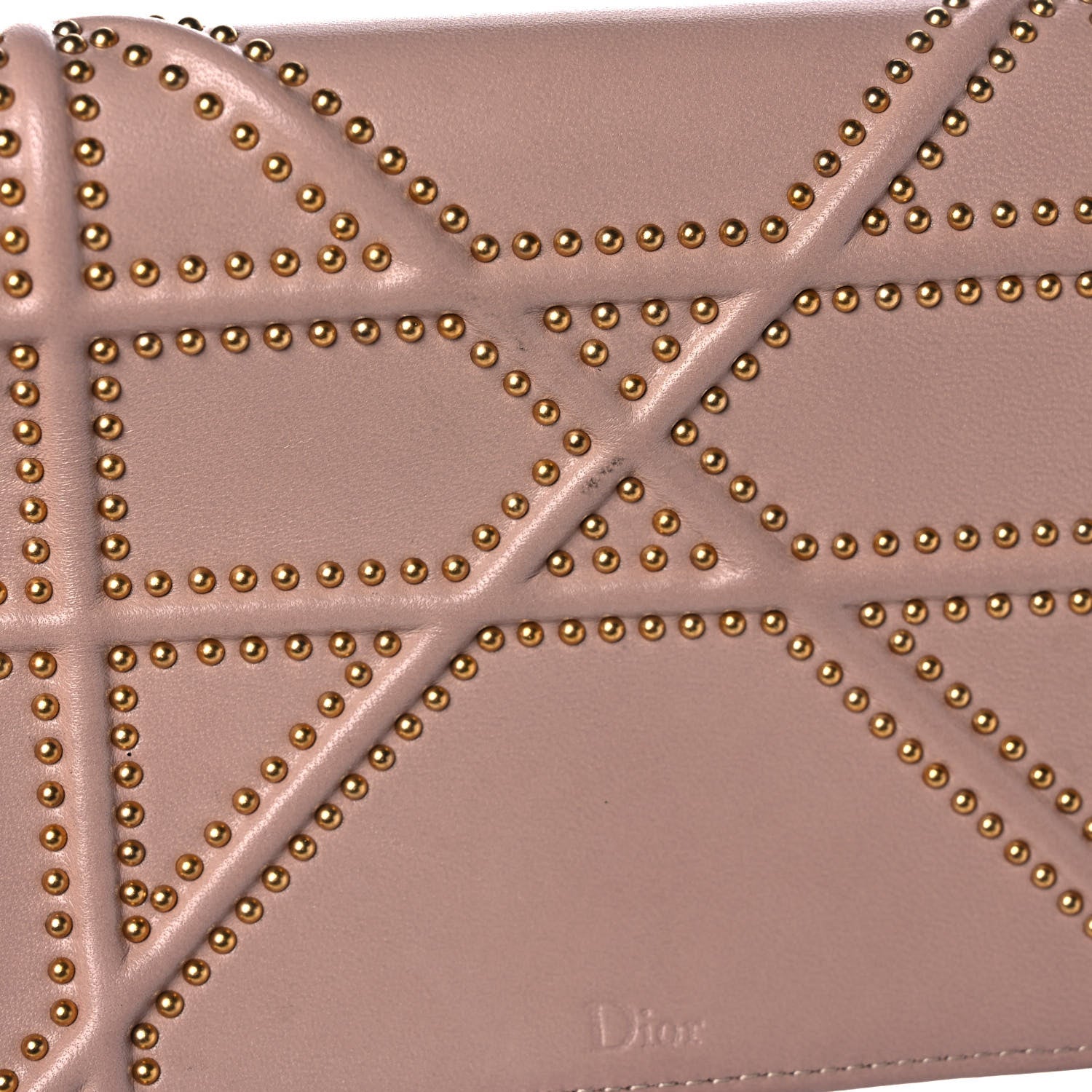 Christian Dior Calfskin Studded Diorama Wallet on Chain Pouch Nude 14 of 16