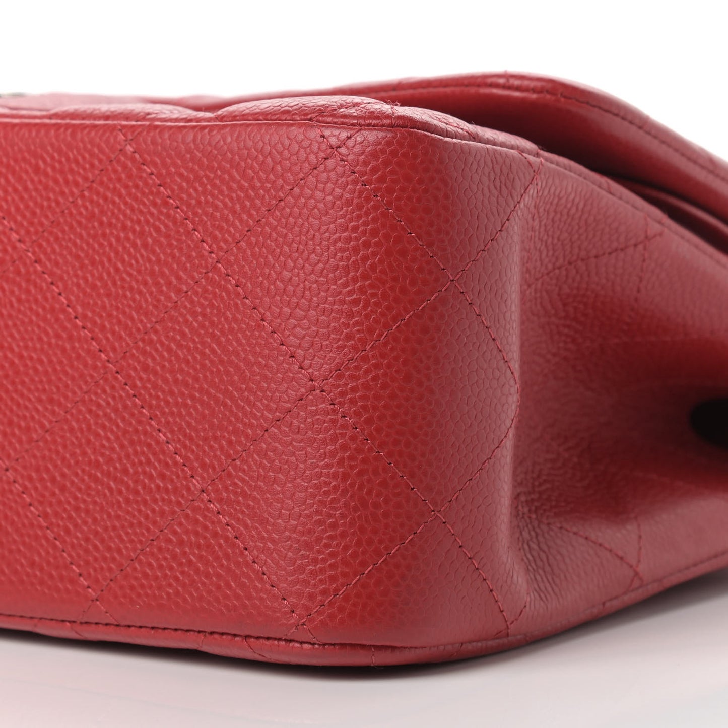 Caviar Quilted Jumbo Double Flap Red