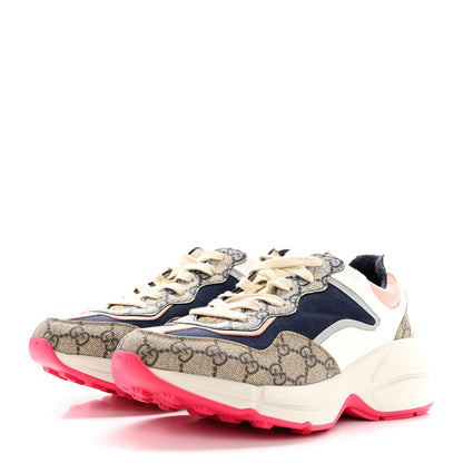 Gucci GG Supreme Monogram Mix Monogram Womens Rhyton Sneakers 39 London Blue Beige Pale Pink 3 of 16