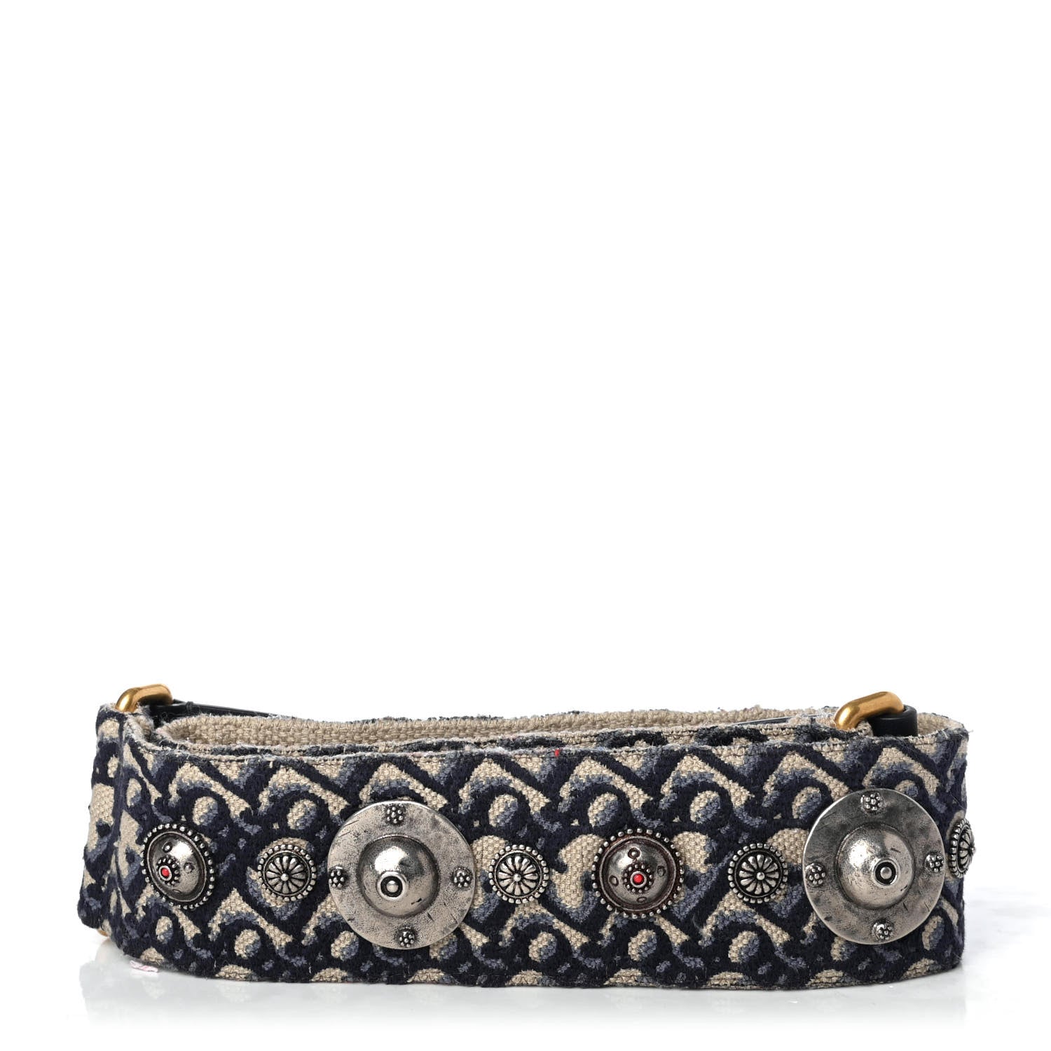 Christian Dior Oblique Studded Shoulder Strap Blue 2 of 6