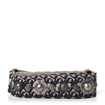 Christian Dior Oblique Studded Shoulder Strap Blue 2 of 6