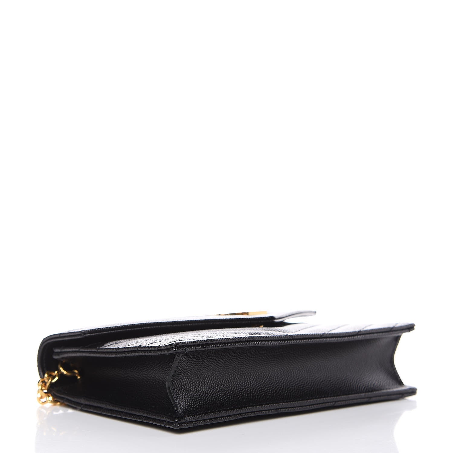 Saint Laurent Grain De Poudre Matelasse Chevron Monogram Envelope Chain Wallet Black 4 of 9