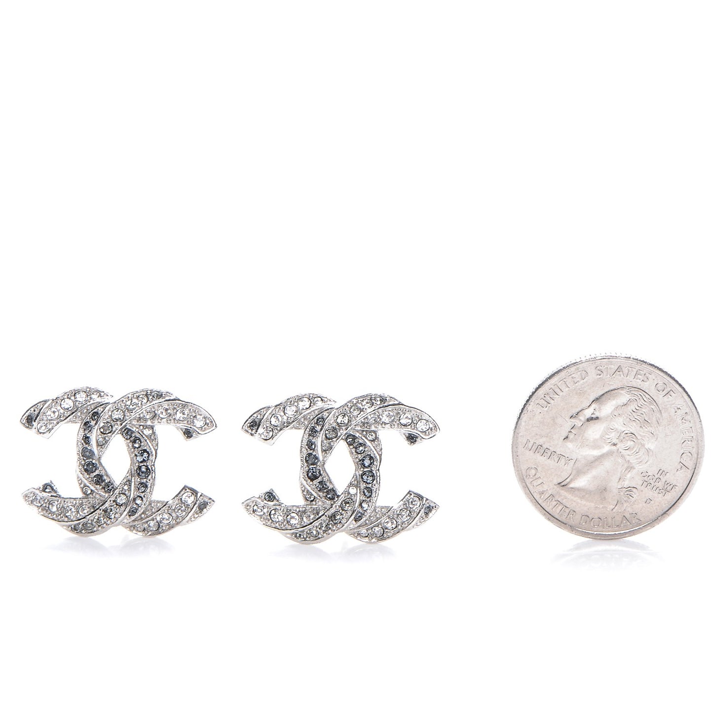 Crystal CC Twisted Earrings Silver