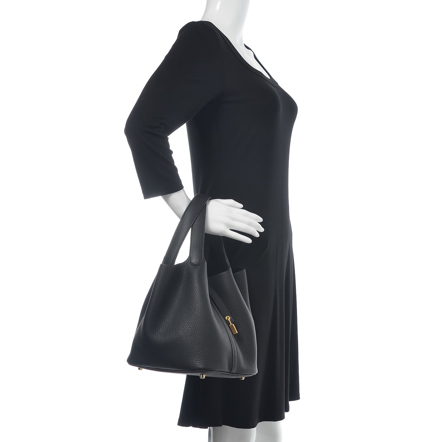 Hermes Taurillon Clemence Picotin Lock 22 MM Black 2 of 11