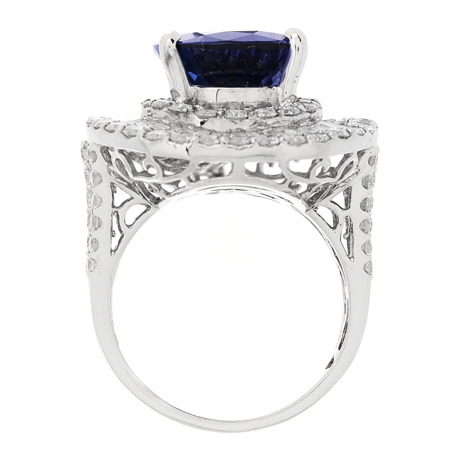 Parker & West by FASHIONPHILE 18K White Gold Diamond Tanzanite 3.64ctw Pear Cut Cocktail Ring 54 6.75 5 of 9
