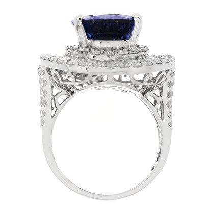 Parker & West by FASHIONPHILE 18K White Gold Diamond Tanzanite 3.64ctw Pear Cut Cocktail Ring 54 6.75 5 of 9