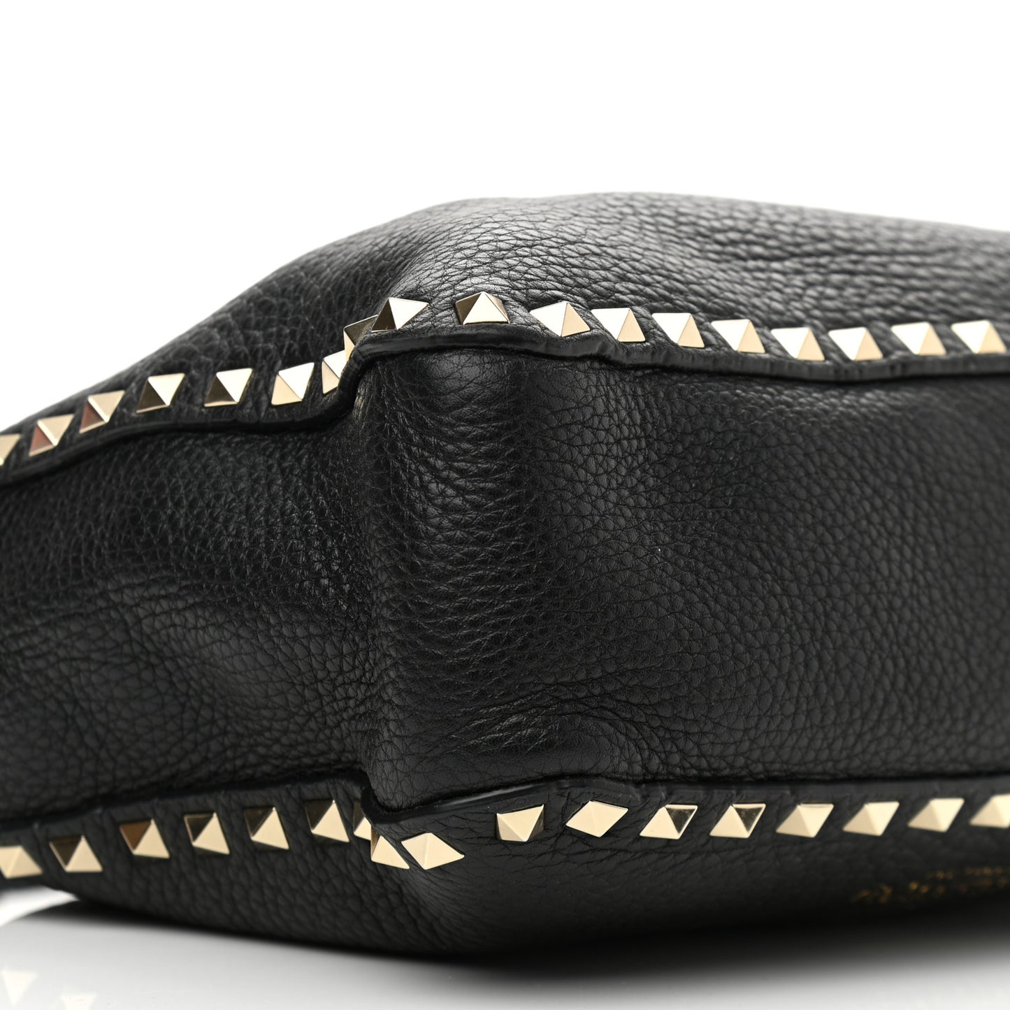 Pebbled Calfskin Small Rockstud Flip-Lock Messenger Bag Black