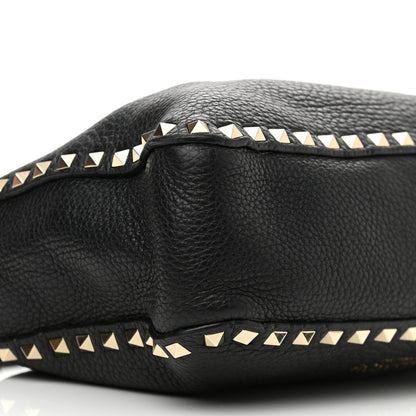 Valentino Garavani Pebbled Calfskin Small Rockstud Flip-Lock Messenger Bag Black 7 of 9