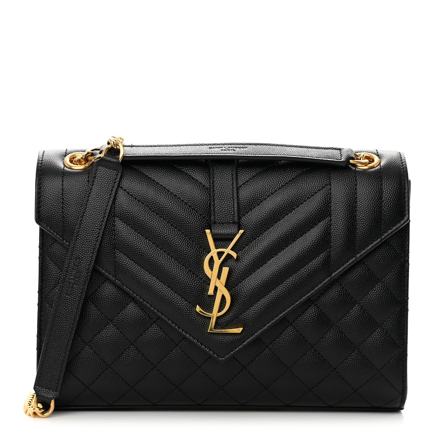 Grain De Poudre Textured Mixed Matelasse Triquilt Medium Monogram Satchel Black