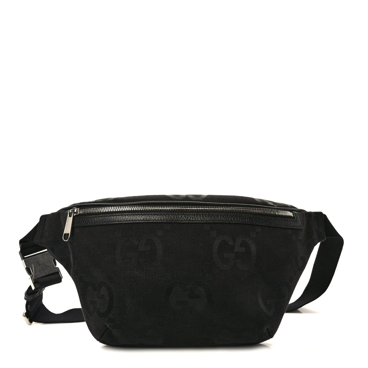 Monogram Jumbo GG Textured Dollar Calfskin Web Belt Bag Black