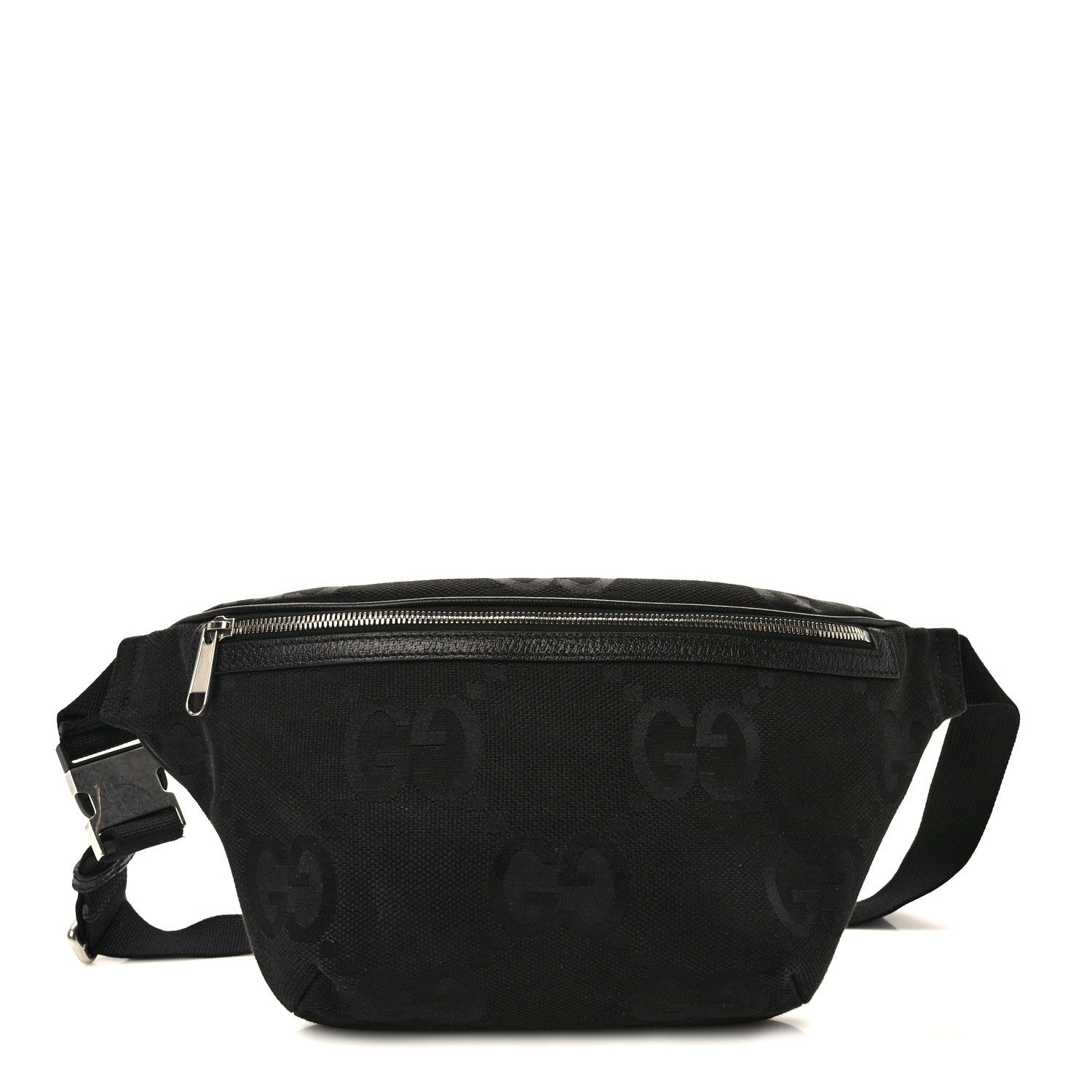 Gucci Monogram Jumbo GG Textured Dollar Calfskin Web Belt Bag Black 1 of 10