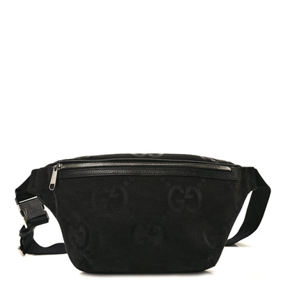 Gucci Monogram Jumbo GG Textured Dollar Calfskin Web Belt Bag Black 1 of 10