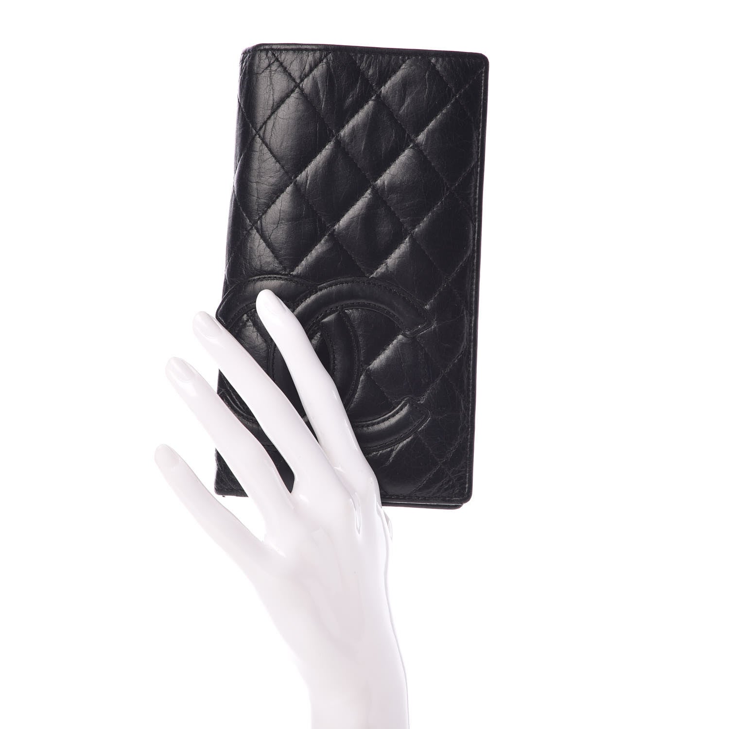 Chanel Aged Calfskin Quilted Cambon Yen Wallet Black 2 of 15