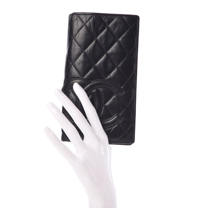 Chanel Aged Calfskin Quilted Cambon Yen Wallet Black 2 of 15