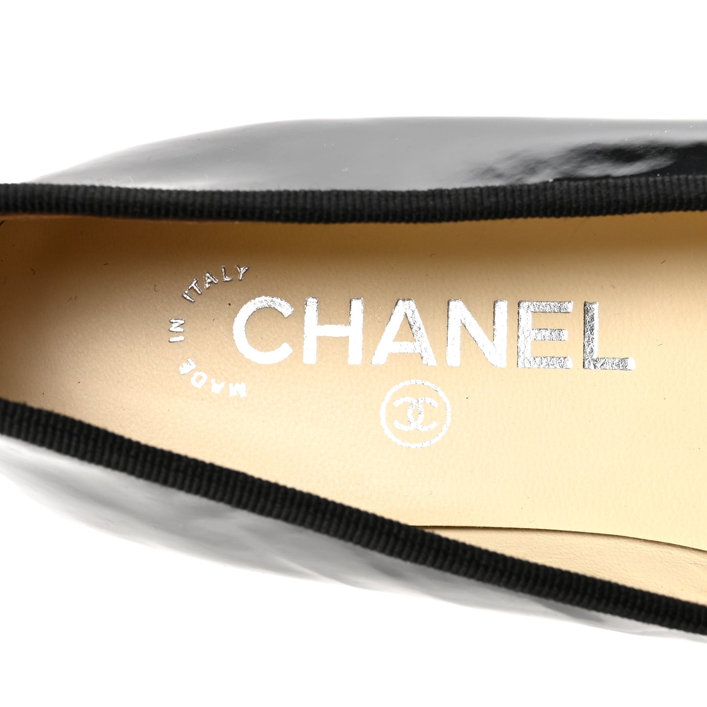 Patent Cap Toe Ballerina Flats 36 Black