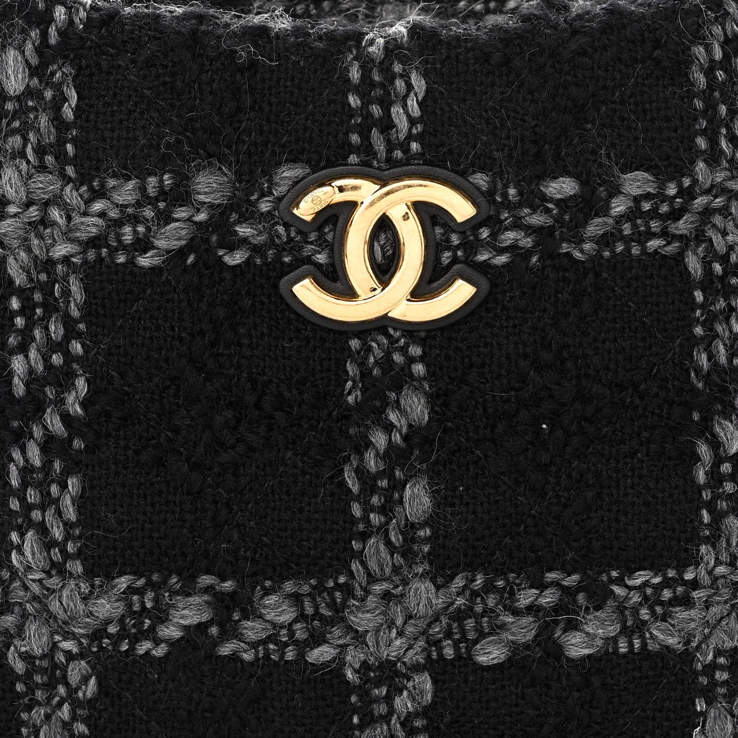 Cashmere Tweed Quilted Hobo Black Grey