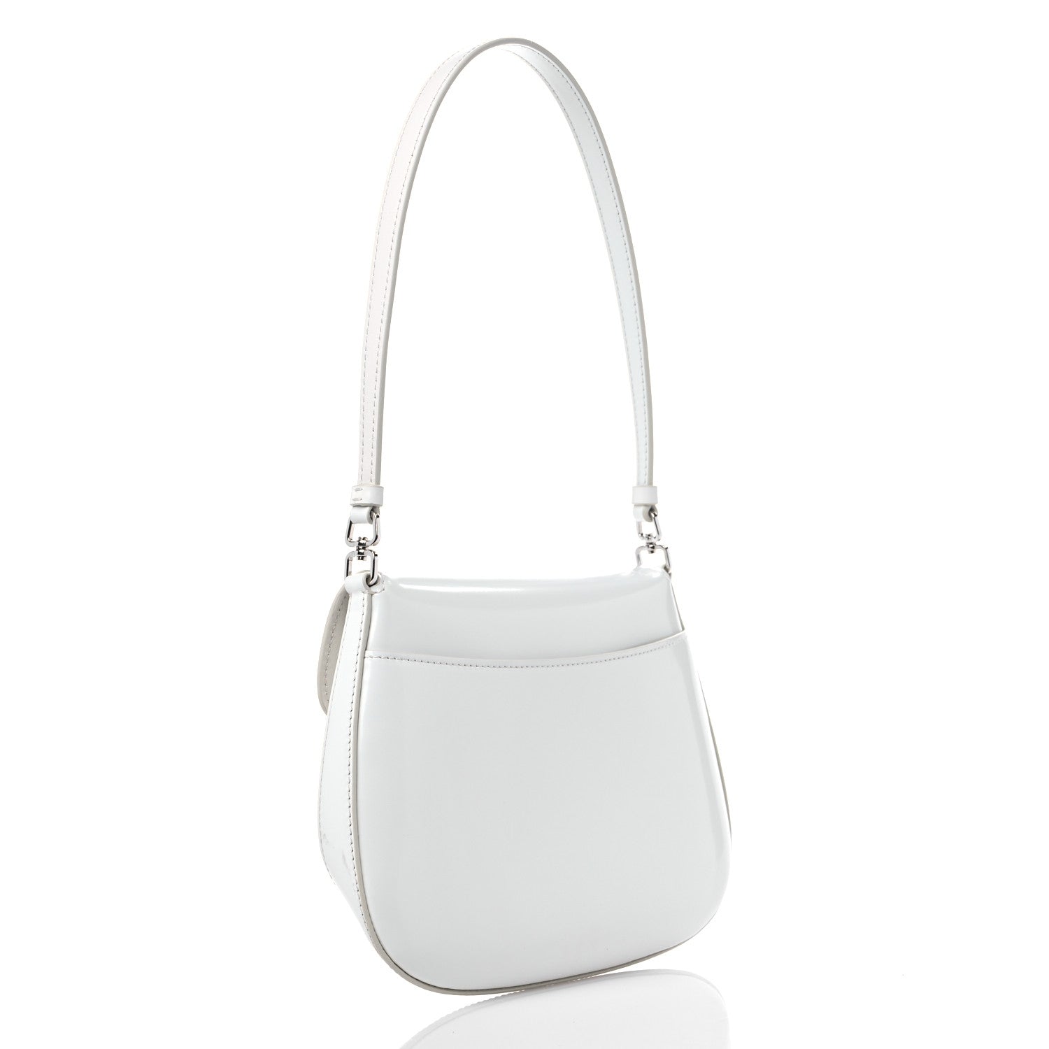 Prada Spazzolato Cleo Flap Shoulder Bag White 3 of 9