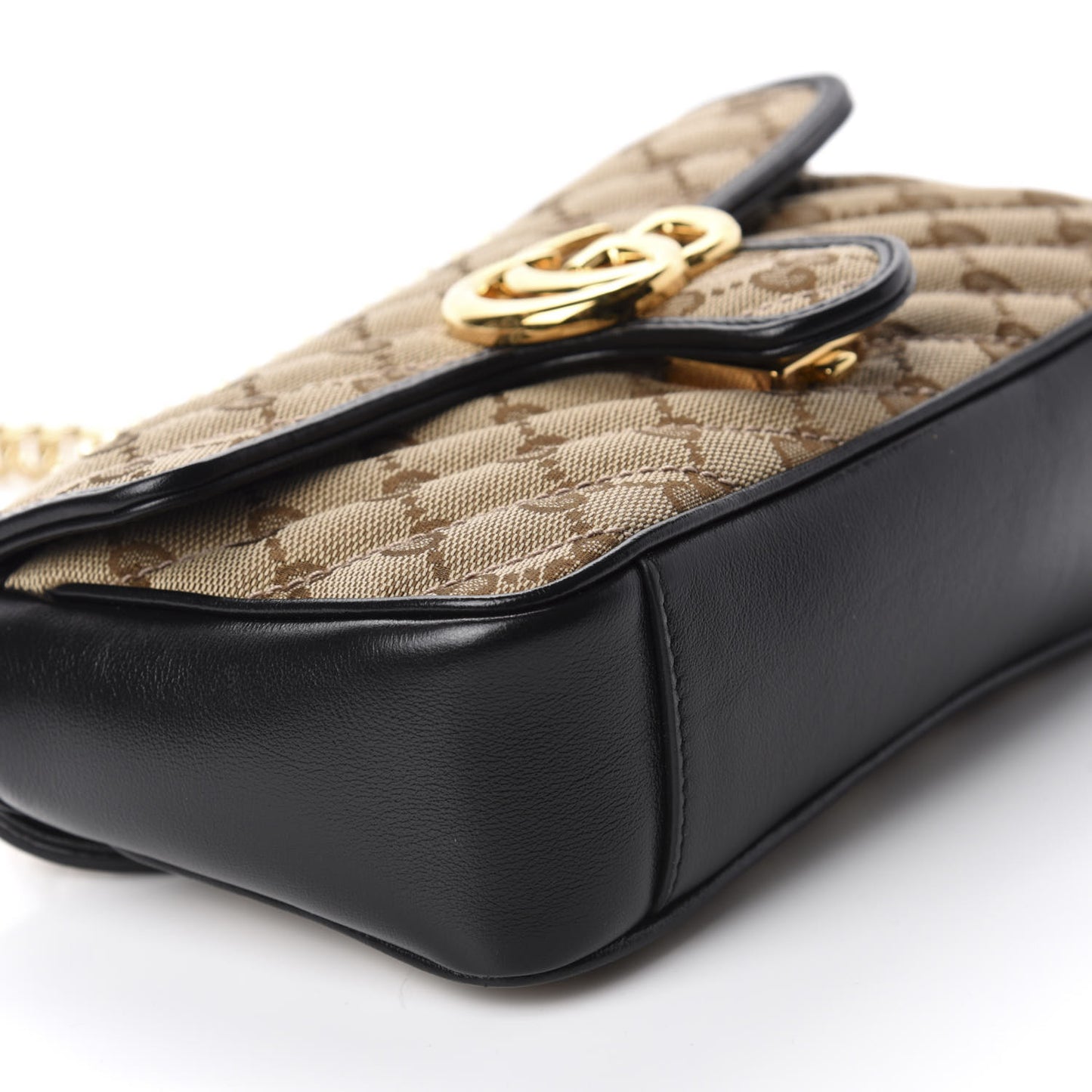 Monogram Matelasse Diagonal Mini GG Marmont Shoulder Bag Beige Black