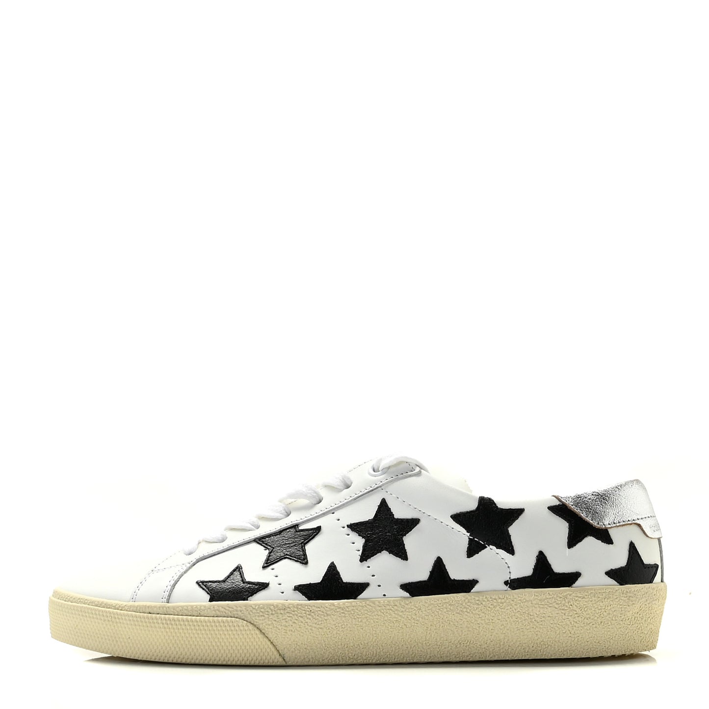Calfskin Star Court Sneakers 37 White Black