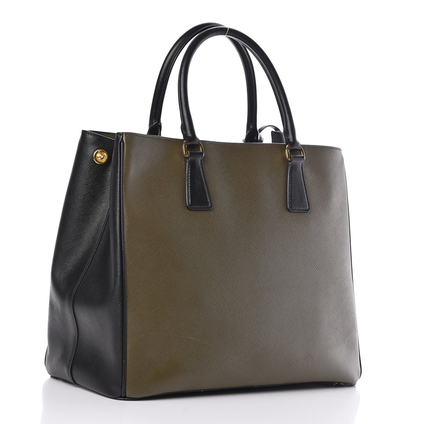 Saffiano Lux Bi-Color Medium Tote Militare Black