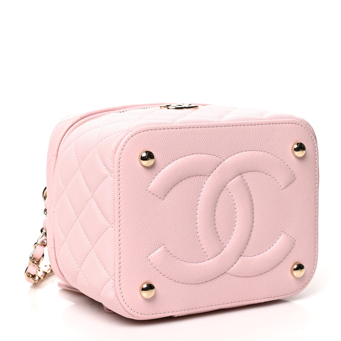 Caviar Quilted Small CC Vanity Case Light Pink
