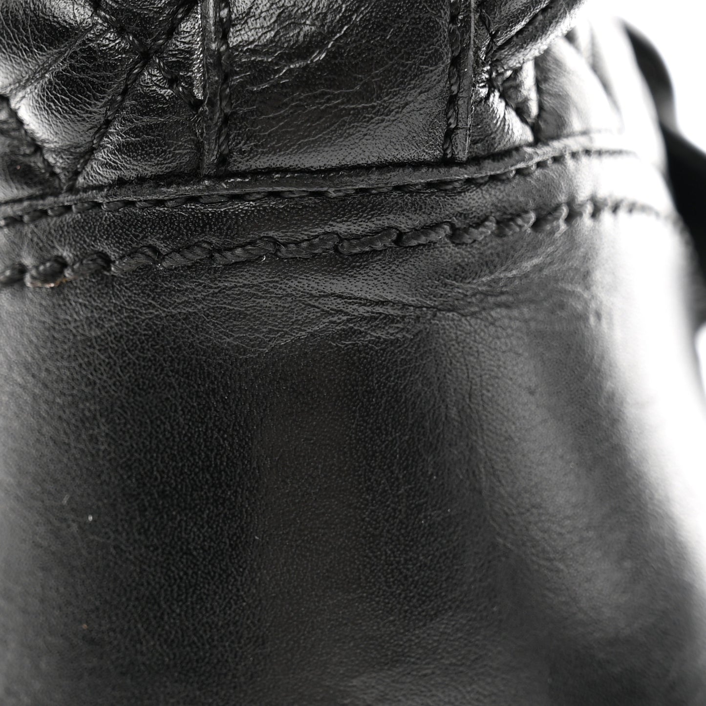 Calfskin Quilted Biker Boots 40 Black