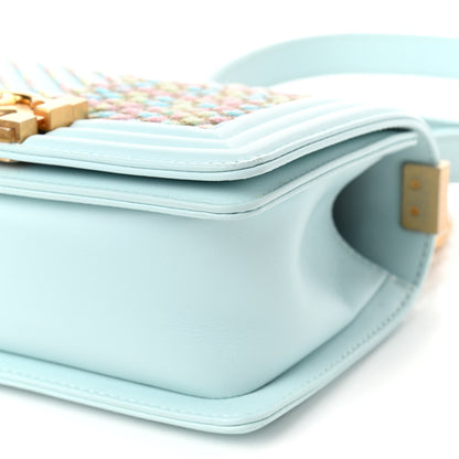 Chanel Calfskin Chevron Embroidered Small Boy By The Sea Flap Light Blue 10 of 10