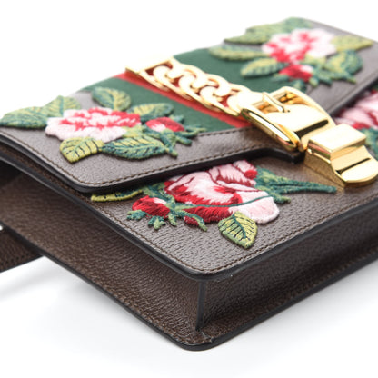 Gucci Calfskin Embroidered Sylvie Belt Bag Brown 6 of 10