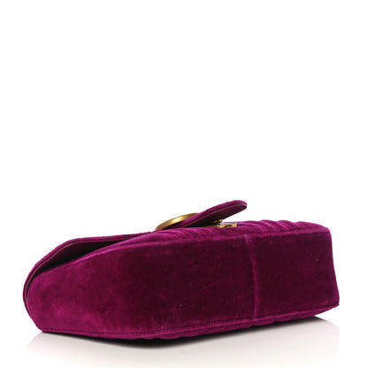 Gucci Velvet Matelasse Small GG Marmont Shoulder Bag Fuchsia Violet Cyclamen 4 of 12