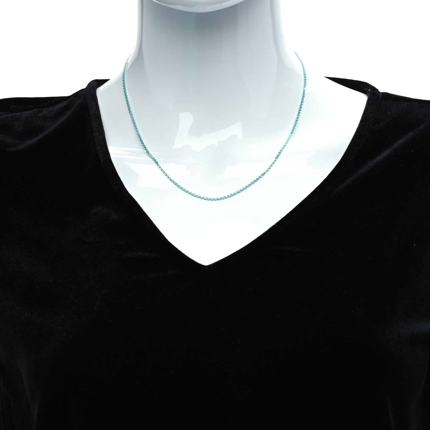 Sterling Silver Enamel 1.75mm Chain Necklace Blue 18"