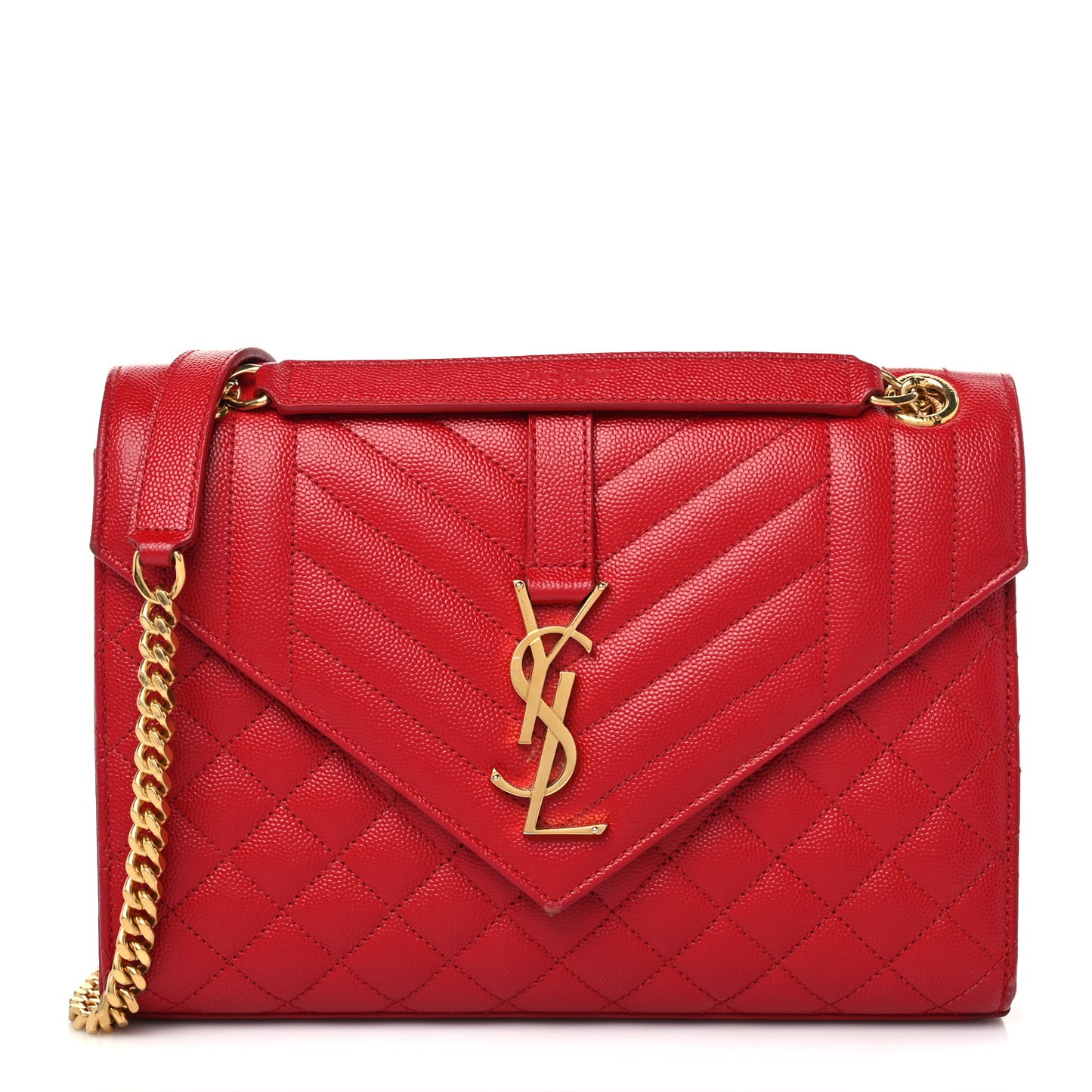 Grain De Poudre Textured Mixed Matelasse Triquilt Medium Monogram Satchel New Red