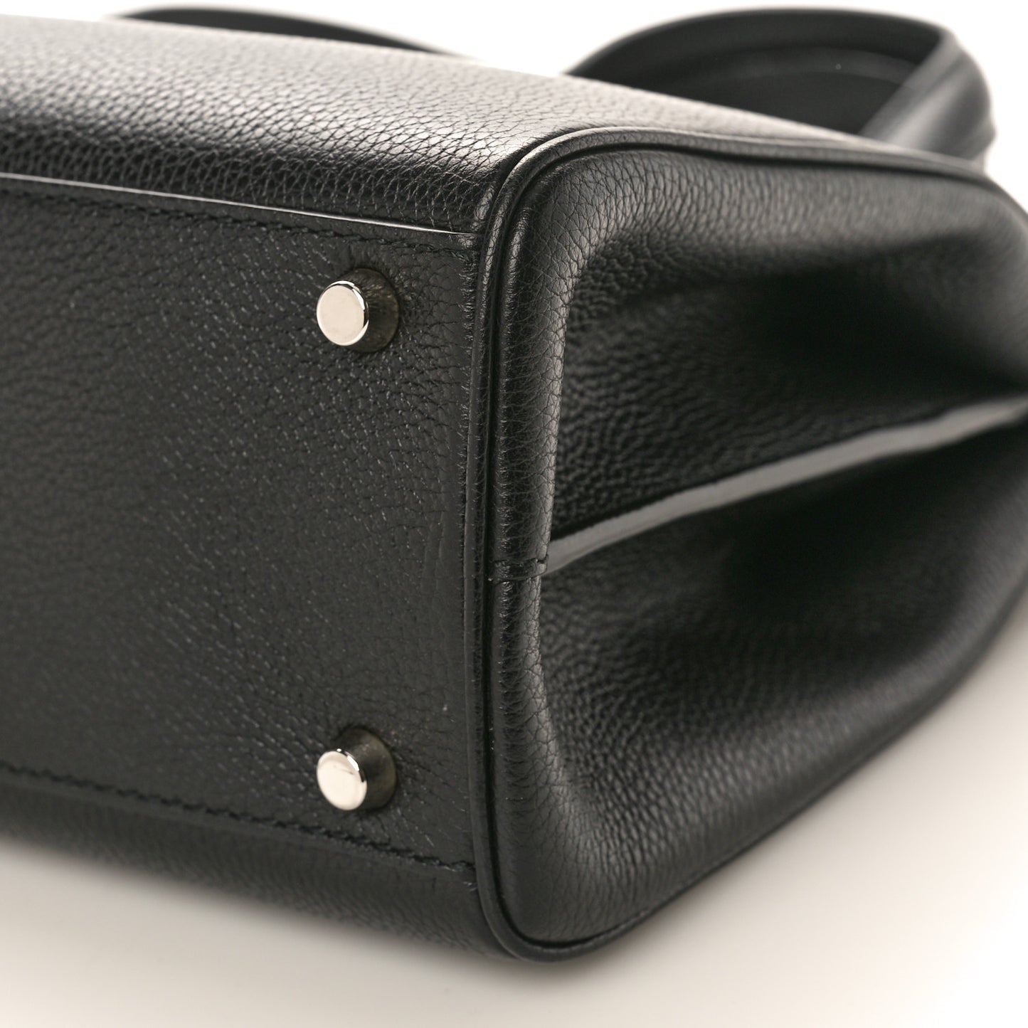 Grainy Calfskin Small Zumi Top Handle Bag Black