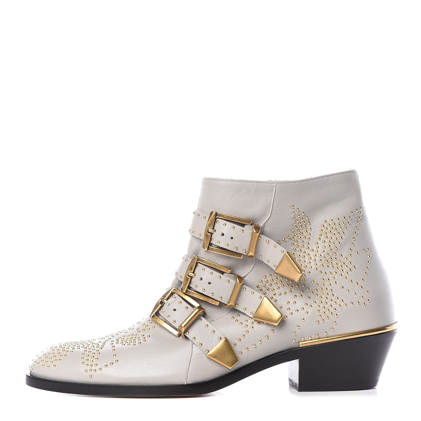 Nappa Sheepskin Studded Susanna Ankle Boots 36.5 Grey Gold