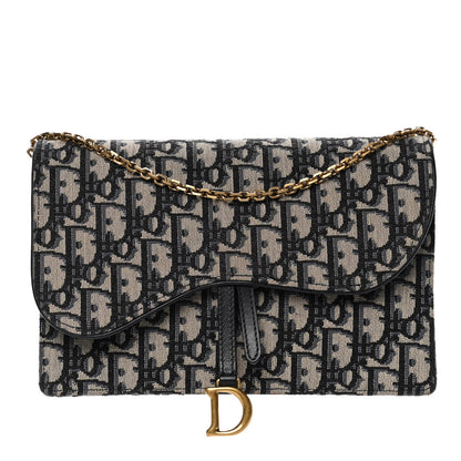 Christian Dior Oblique Saddle Chain Pouch Blue 1 of 7