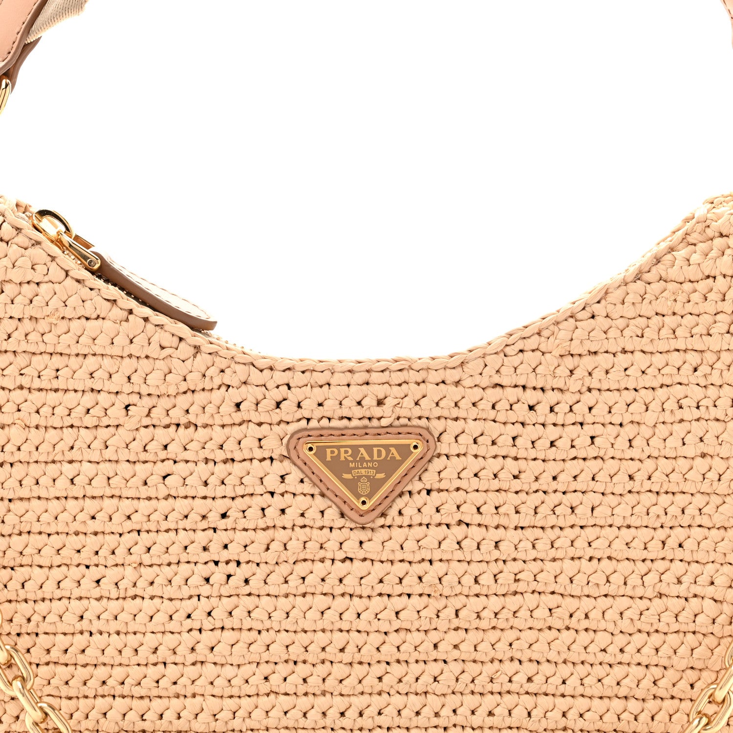 Prada Yarn Raffia Effect Crochet Re-Edition 2005 Shoulder Bag Naturale 9 of 11