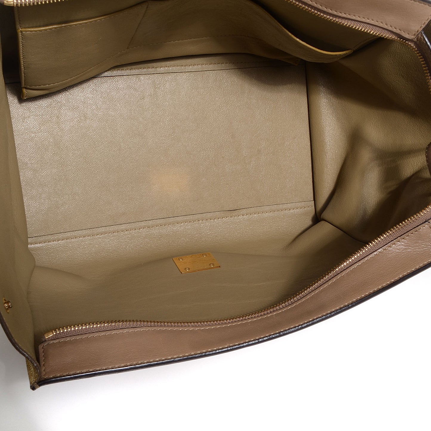 Calfskin Suede Medium Tri-Color Trapeze Olive